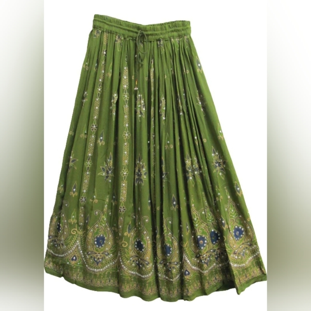 Elegant Green Bohemian Skirt